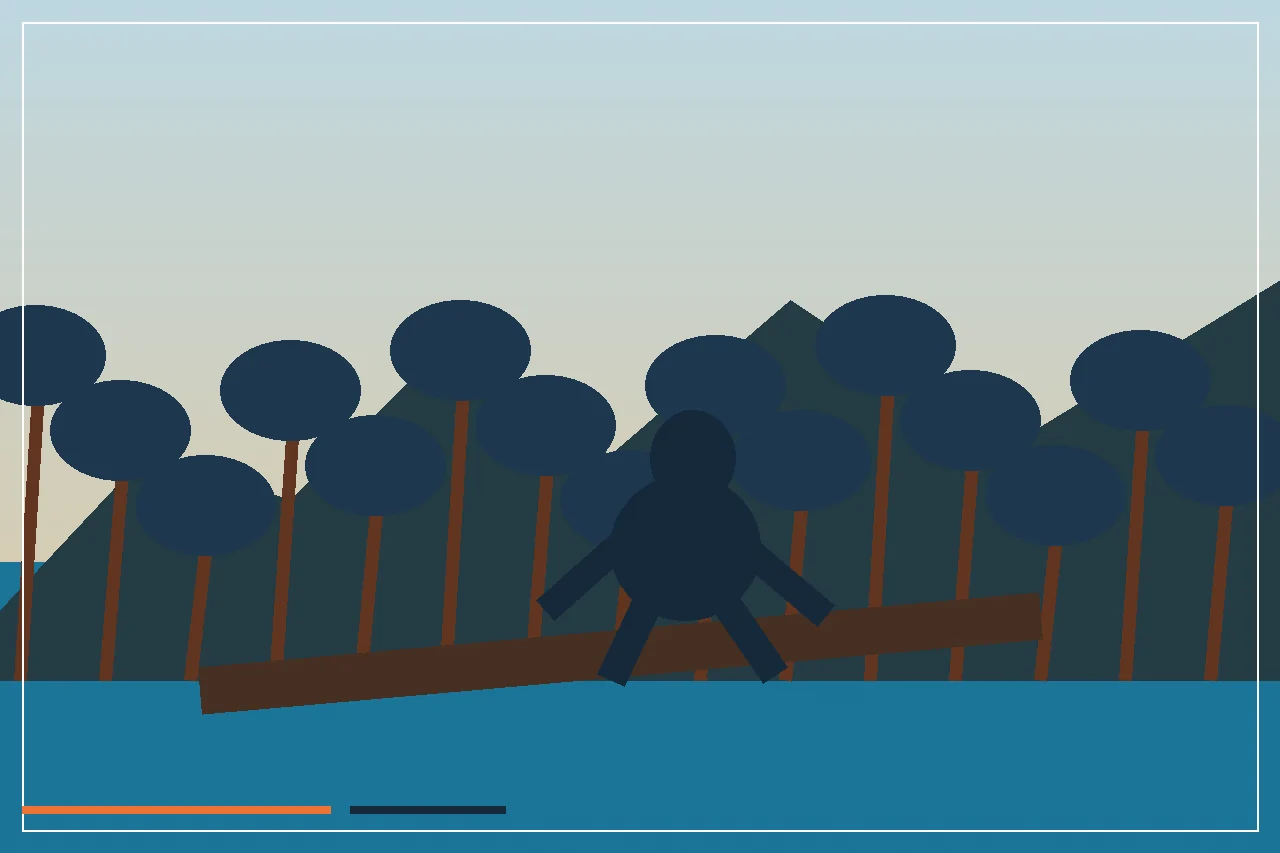 Original illustration of a chimpanzee forest beside Lake Tanganyika