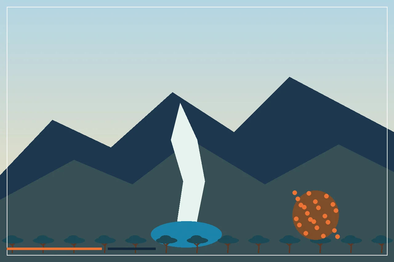 Original illustration of a Kilimanjaro foothills waterfall and coffee farms