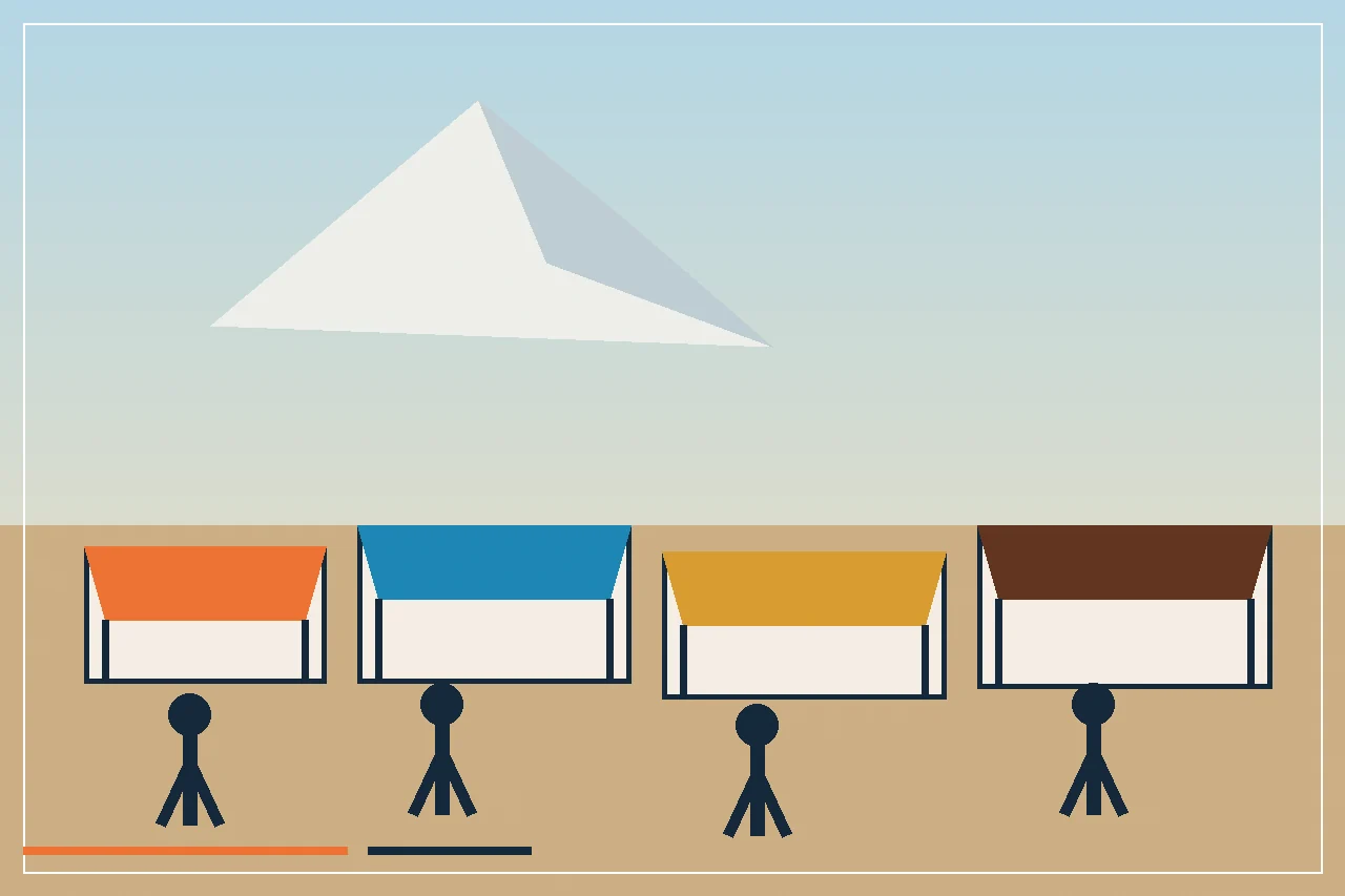 Original illustration of Moshi market streets below Mount Kilimanjaro